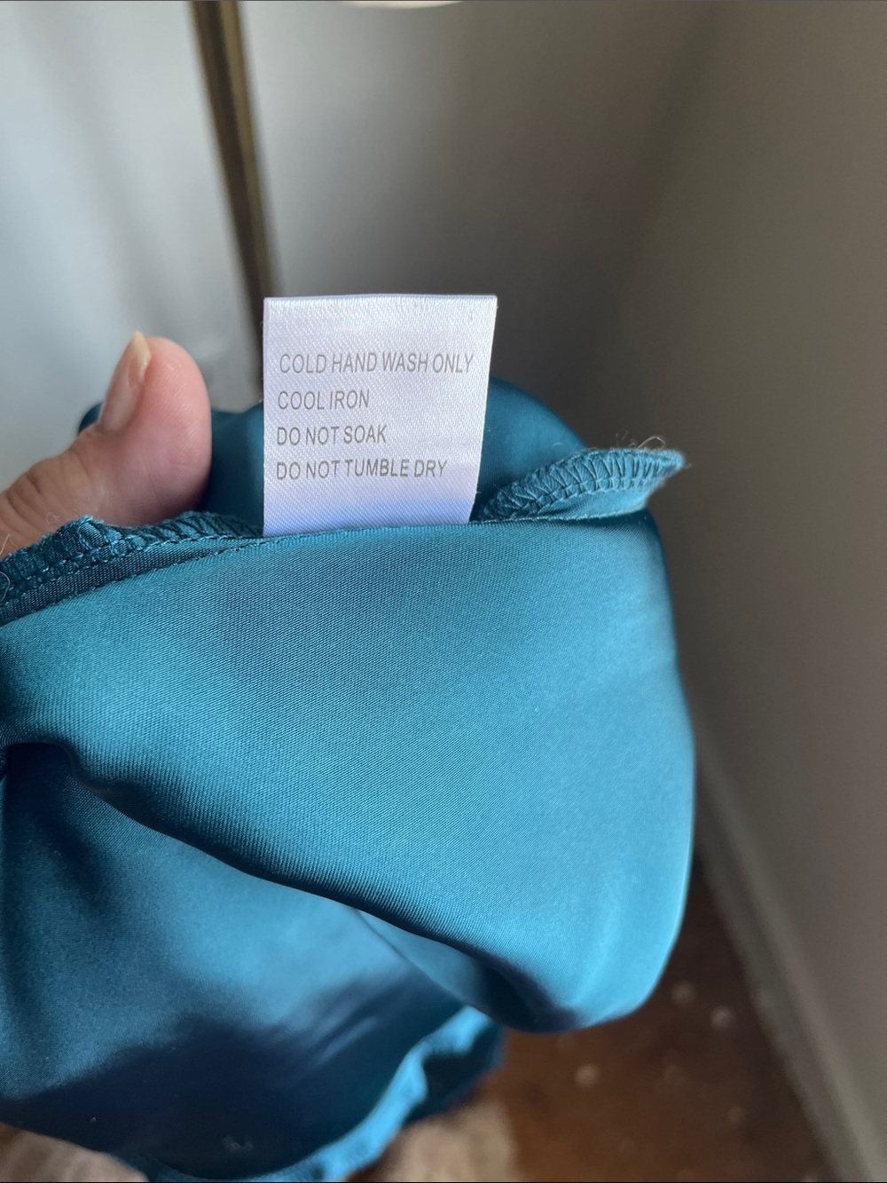 Petal & Pup Teal One-Shoulder Satin Gown - Picture 11 of 11
